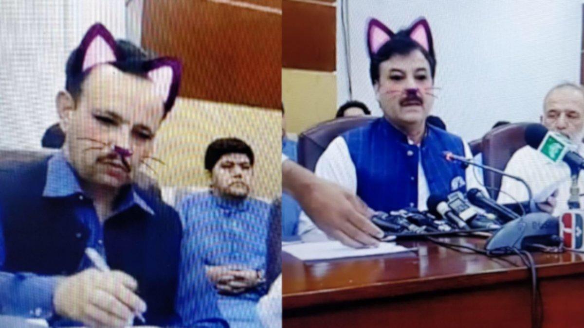 Ministro de Pakistán retransmite con el filtro de gato de Facebook