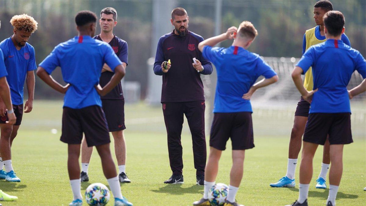 Valdés en la sesión matinal de este martes con el Juvenil A