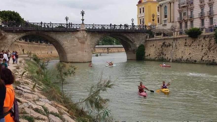 Los ciudadanos pueden disfrutar del río a su paso por el casco urbano de Murcia.