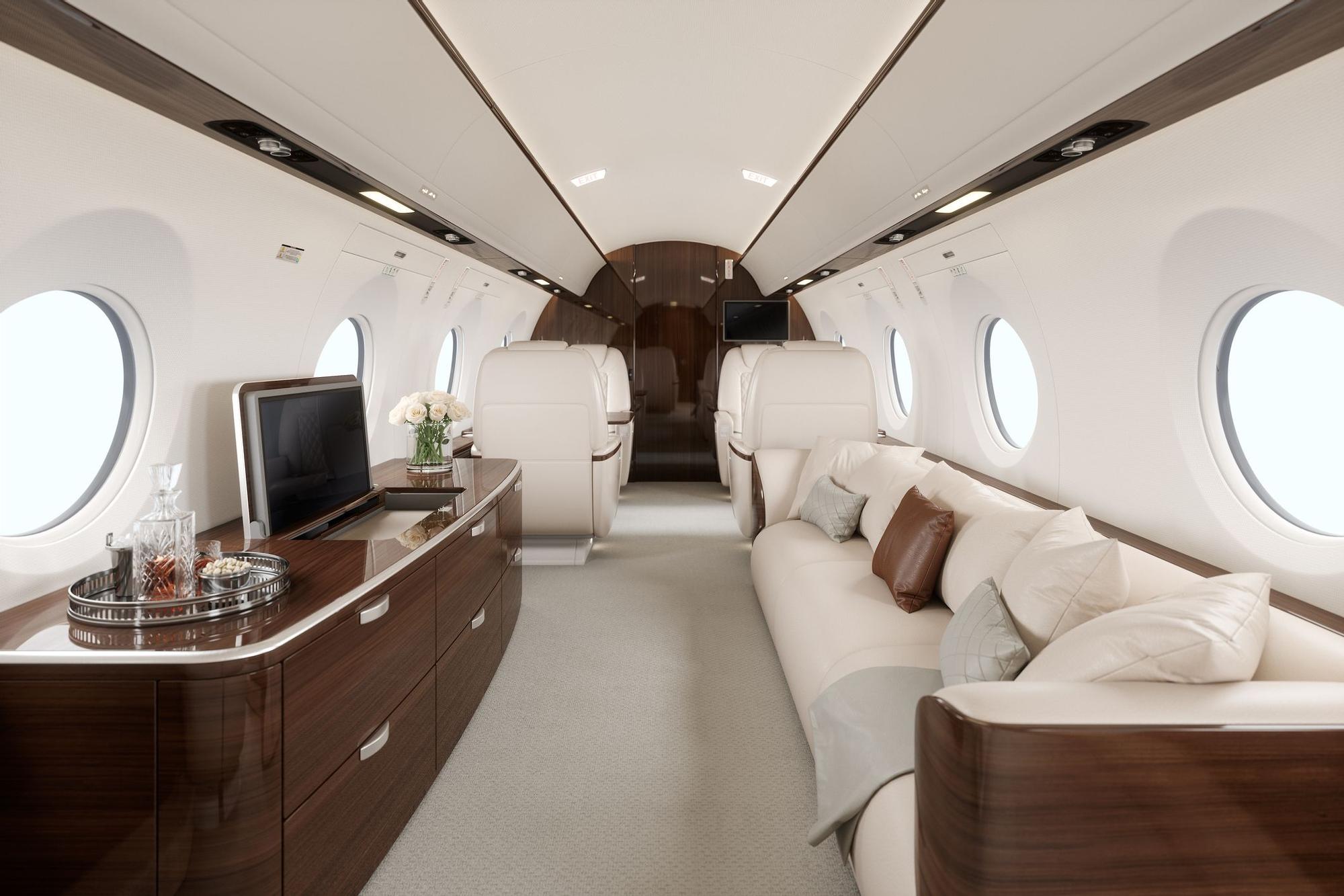 Interior de un Jet Privado de lujo
