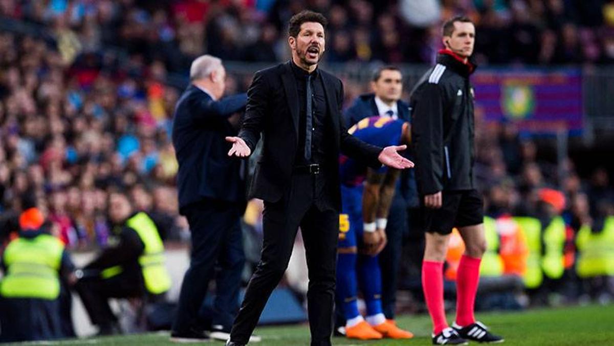 Diego Simeone, en una de sus visitas al Camp Nou