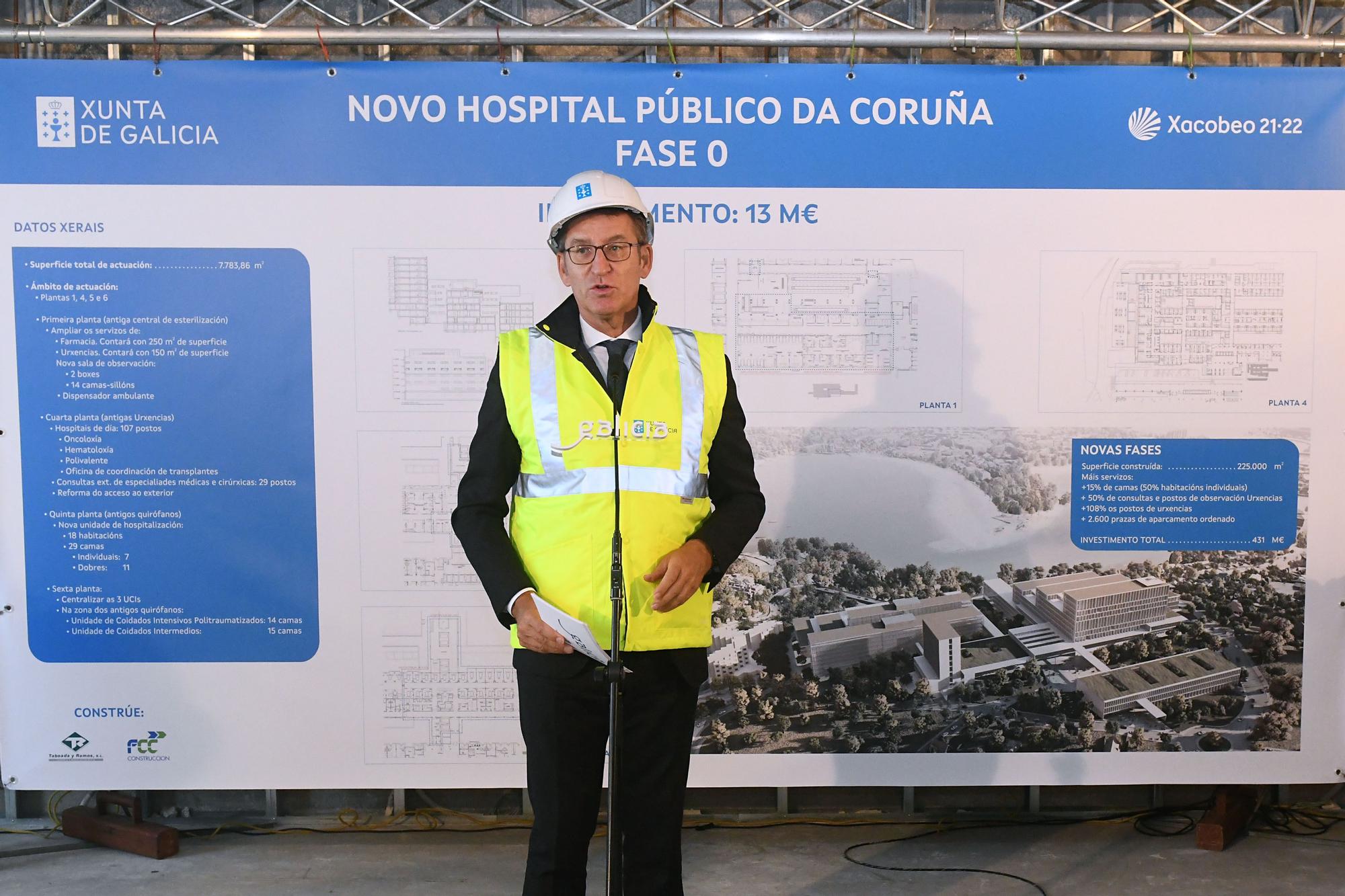 Feijóo y García Comesaña visitan las obras en el Hospital de A Coruña