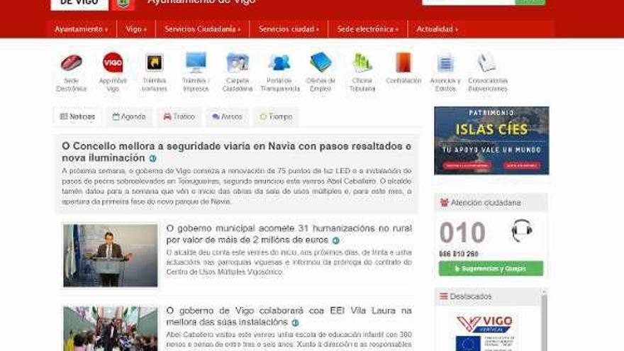 Captura de la página web del Concello de Vigo. // FdV