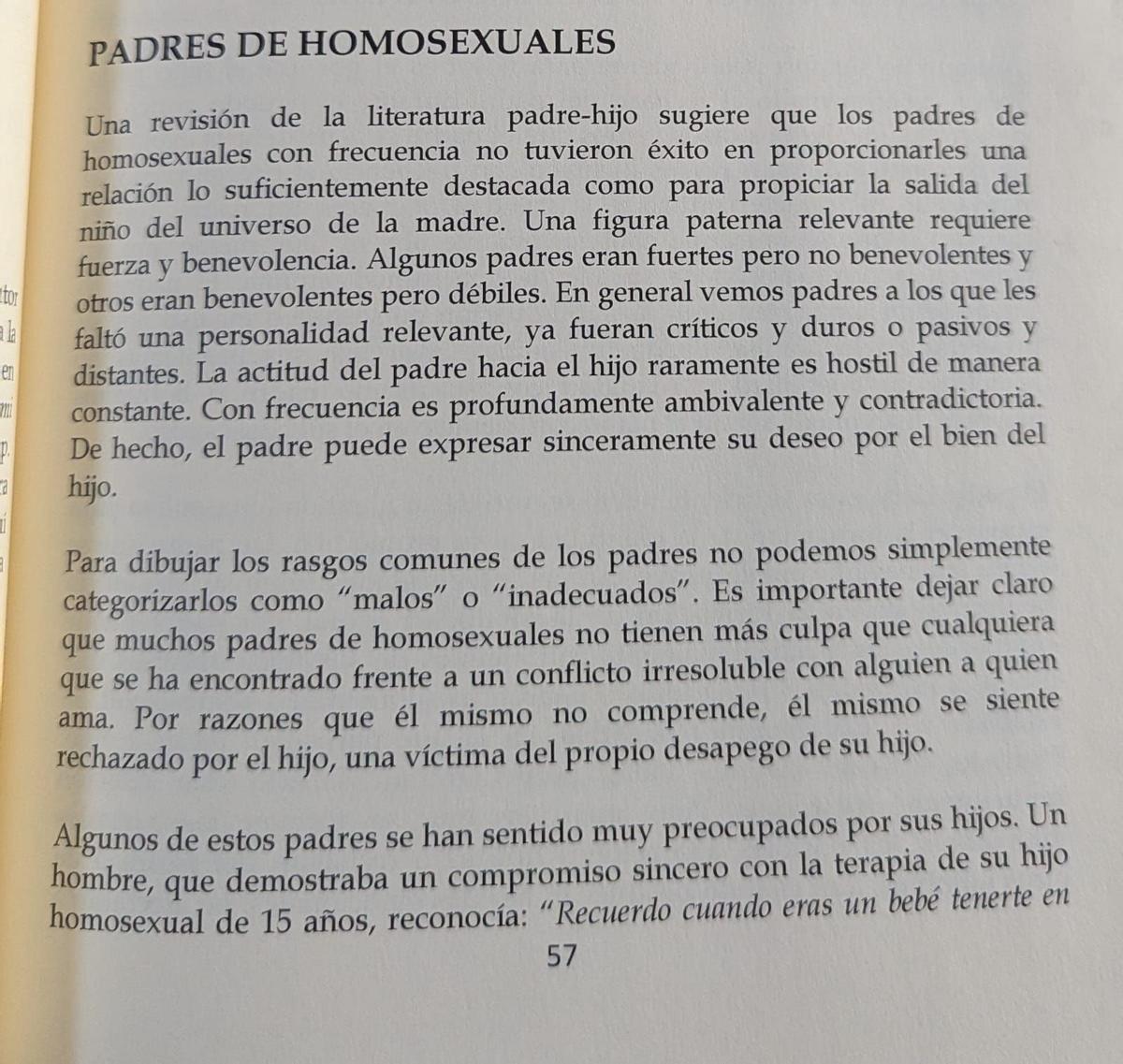 Una de las páginas del libro que hacían leer en las terapias de conversión sexual.