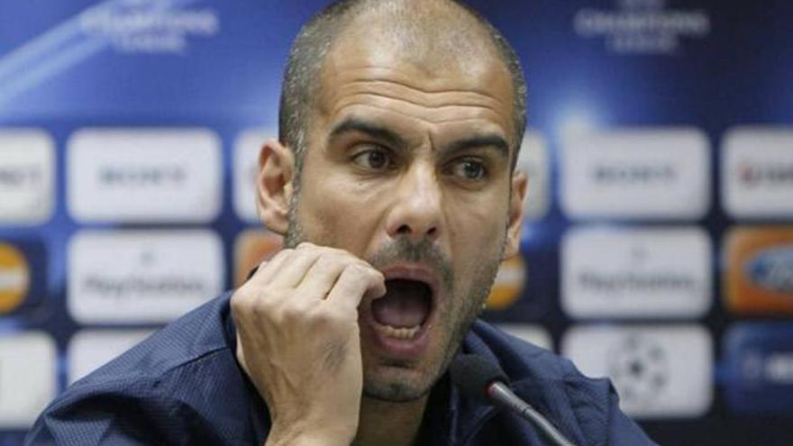 Guardiola durante la rueda de prensa de ayer.