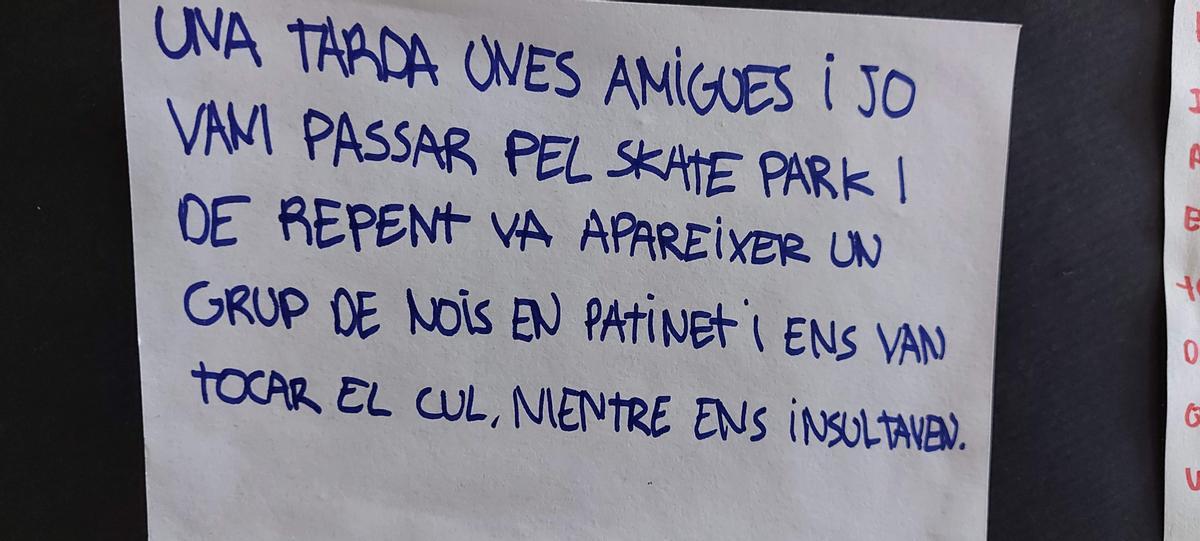 Uno de los mensajes del proyecto MeToo del Instituto Quatre Cantons.