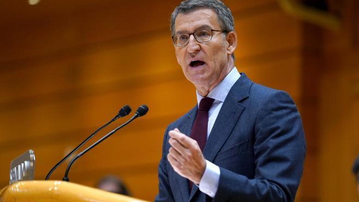 Alberto Nuñez Feijóo, este lunes en el Senado, durante el debate de los Presupuestos Generales del Estado de 2023.