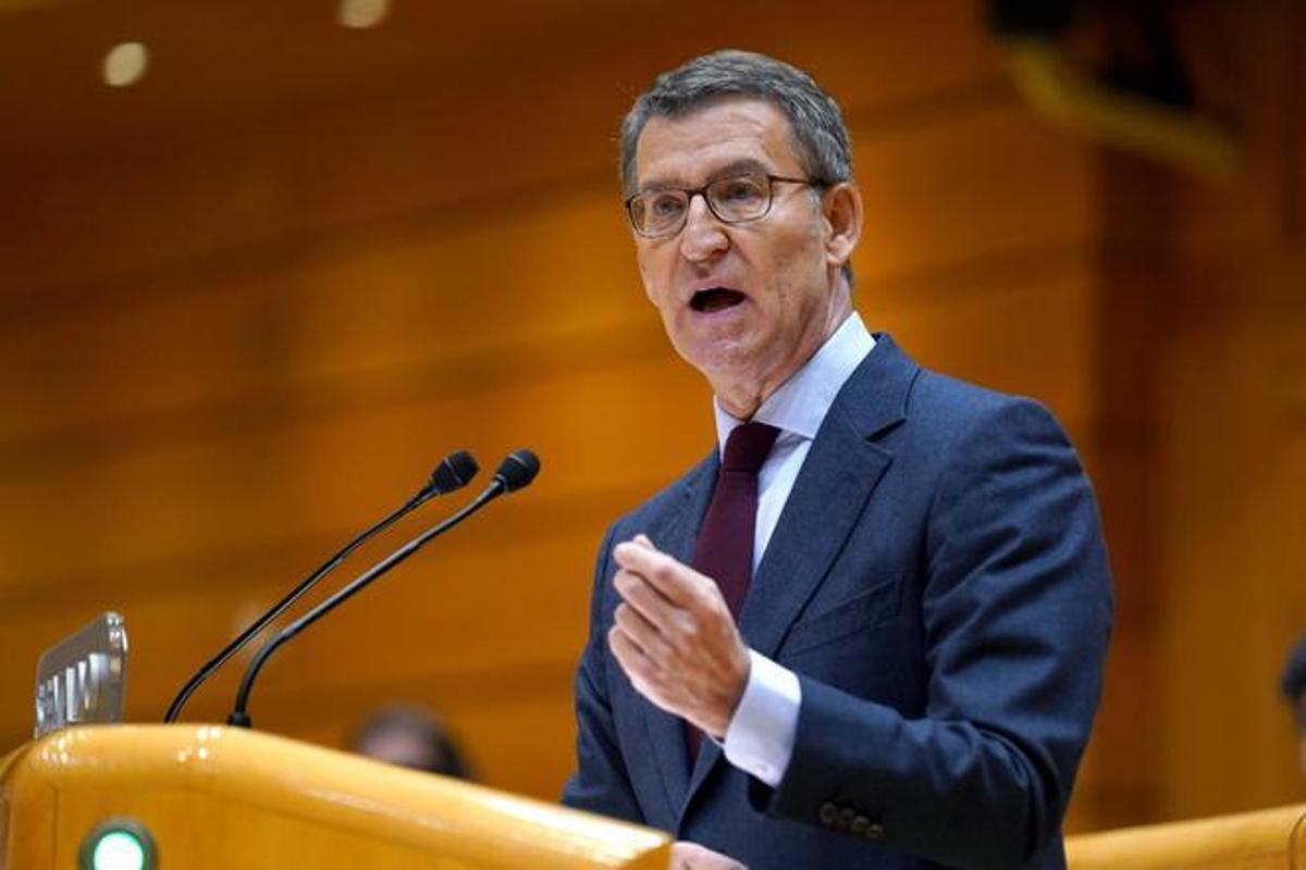 Alberto Nuñez Feijóo, este lunes en el Senado, durante el debate de los Presupuestos Generales del Estado de 2023.