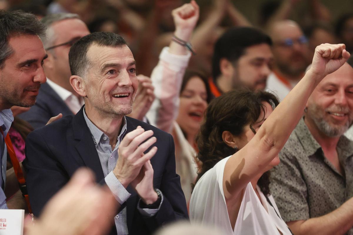 El coordinador federal de IU, Antonio Maíllo, en la Asamblea Federal en que fue elegido, el pasado 19 de mayo.