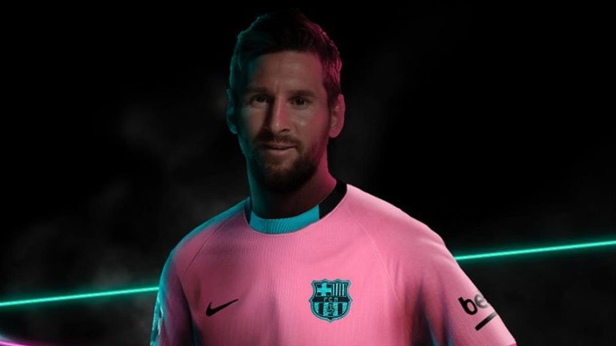 Messi, con la tercera equipación del Barça para la temporada 20-21,