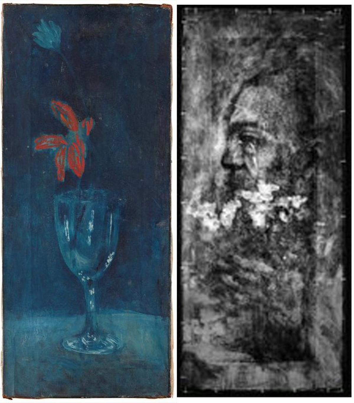 ‘La copa azul’ (1903) y una de las caras descubierta bajo ella.