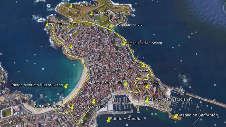 Recorrido de la San Silvestre Coruña