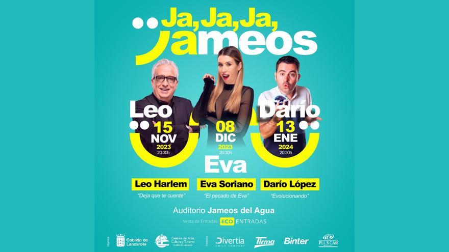 Leo Harlem, Eva Soriano y Darío López, protagonistas de la 1ª edición del Festival Ja, ja, ja, Jameos del Agua