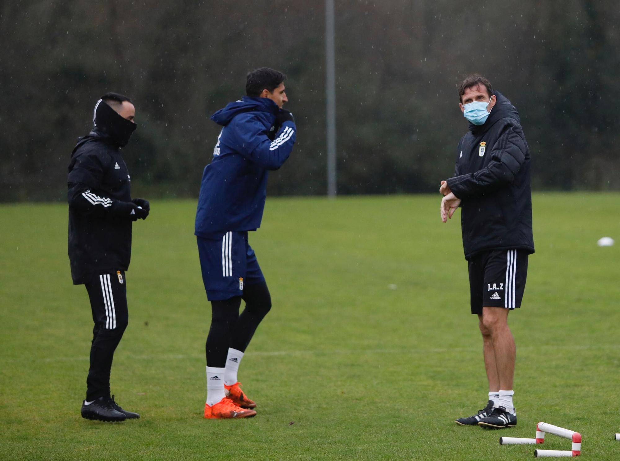 Entrenamiento del Oviedo tras empatar ante el Mallorca