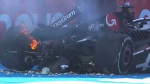 El Haas de Magnussen, destrozado en México