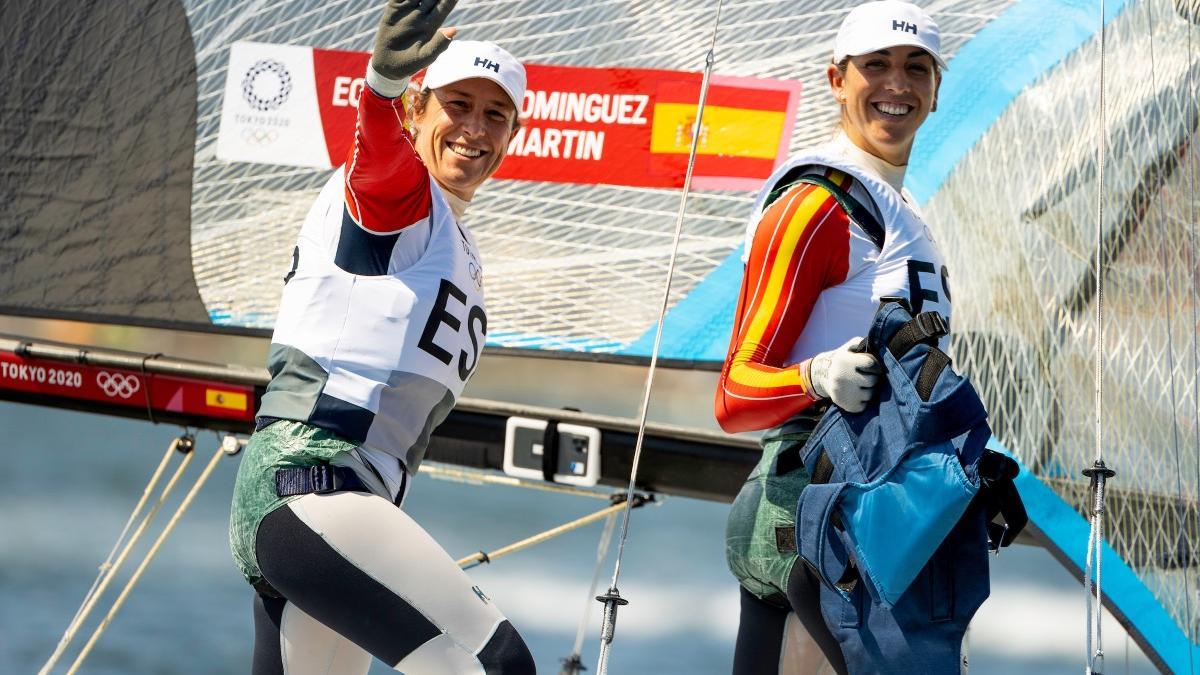 Paula Barceló y Támara Echegoyen durante los Juegos de Tokio 2020