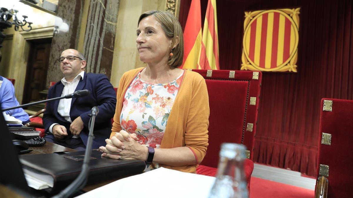 La presidenta del Parlament, Carme Forcadell, durante el debate de la ley de transitoriedad jurídica.