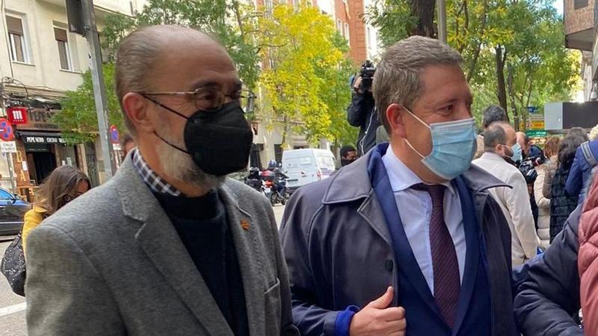 Lambán y García-Page, este viernes en la sede del Ferraz.