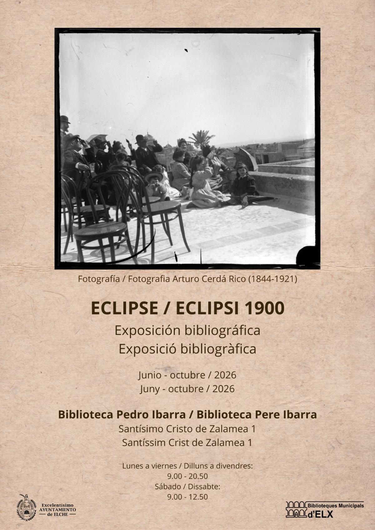 Cartel de la exposición bibliográfica del Eclipsis de 1900