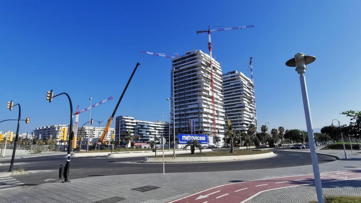 Las Málaga Towers, en construcción, el mes pasado.