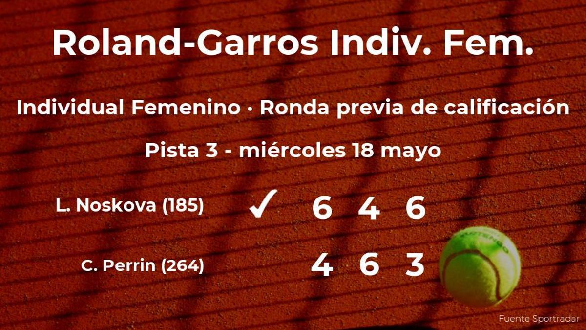 La tenista Linda Noskova consigue ganar en la ronda previa de calificación a costa de Conny Perrin