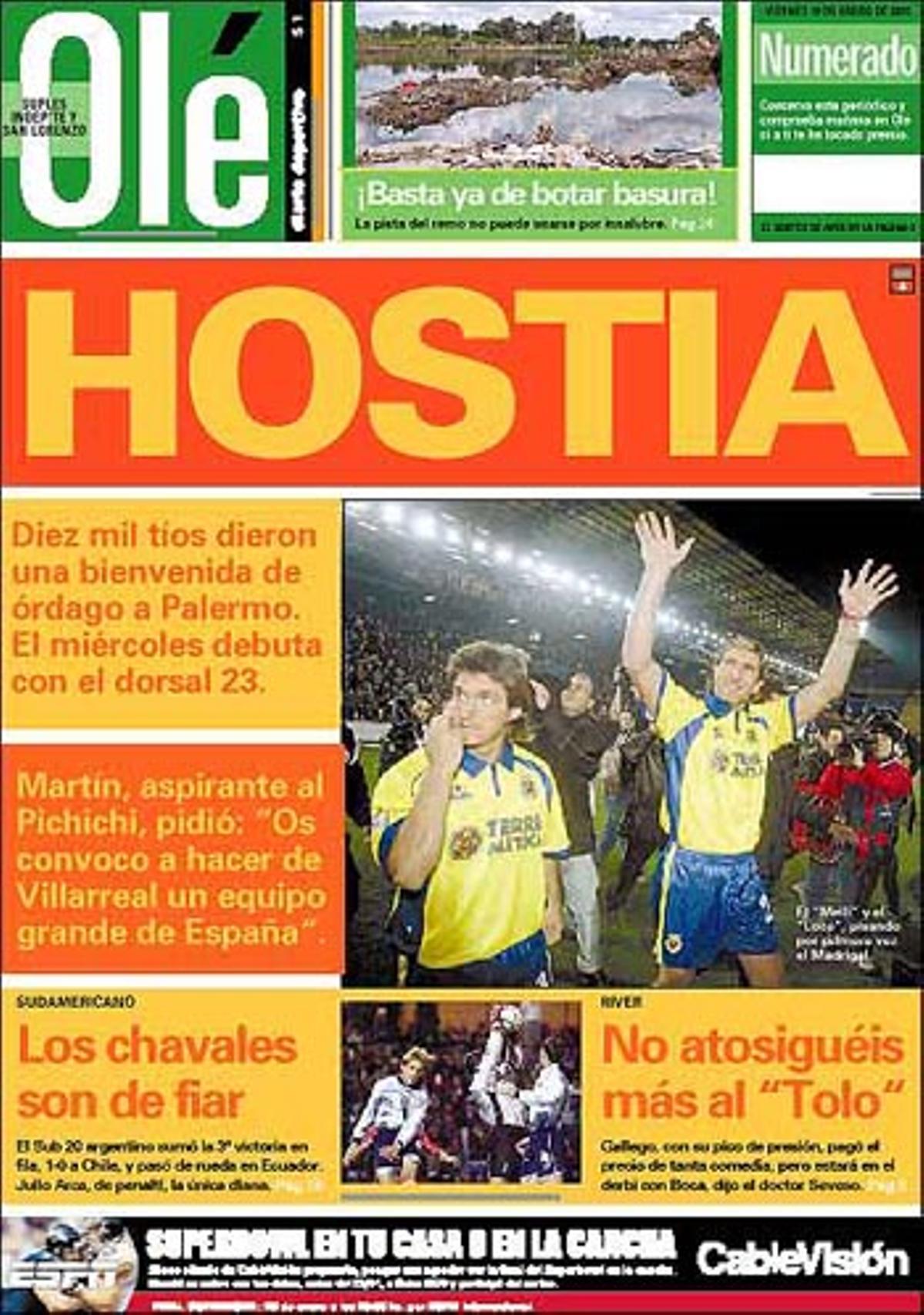 Así reacción la prensa argentina al fichaje de Palermo por el Villarreal