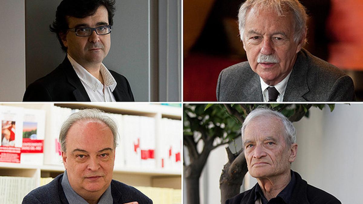 De izquierda a derecha y de arriba abajo, Javier Cercas, Eduardo Mendoza, Enrique Vila-Matas y Luis Goytisolo