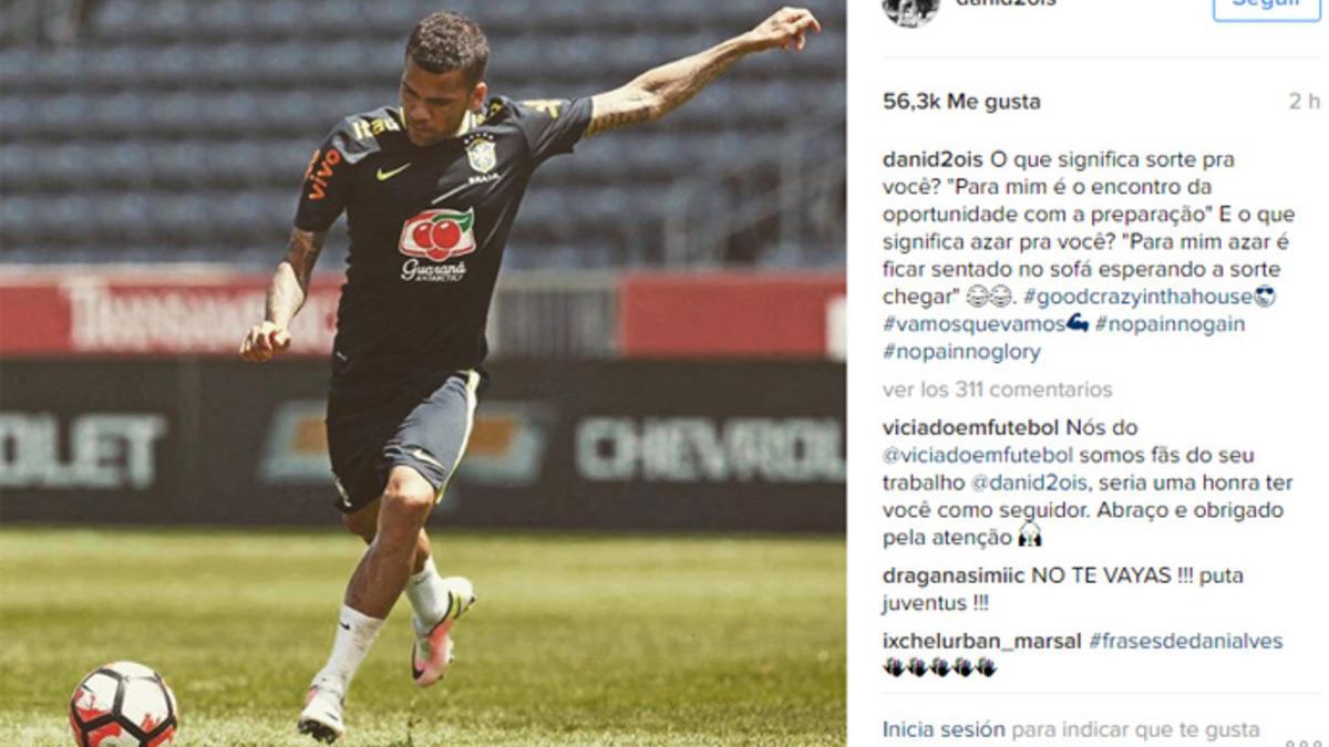 Dani Alves ha vuelto a utilizar las redes sociales para expresar sus pensamientos