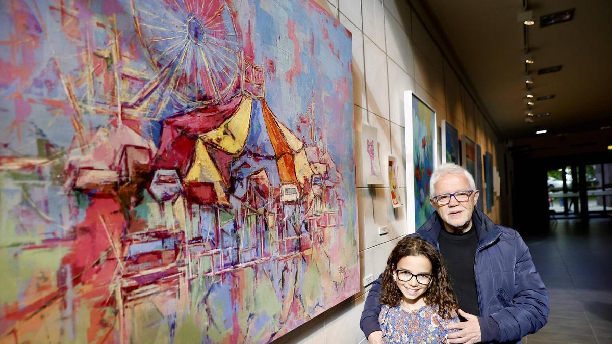 Un abuelo y su nieta exponen en Gijón una muestra conjunta de pintura en el CMI de El Llano