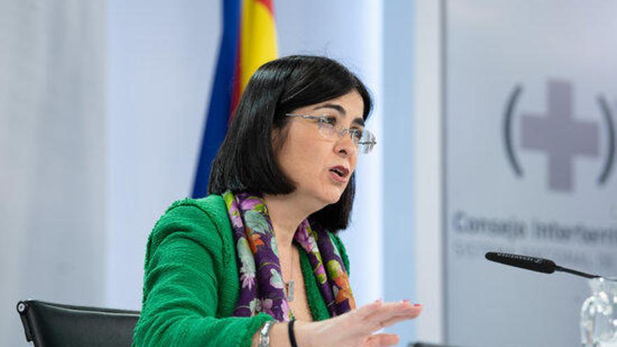 La ministra de Sanitat, Carolina Darias, durant la roda de premsa posterior al Consell Interterritorial de Salut