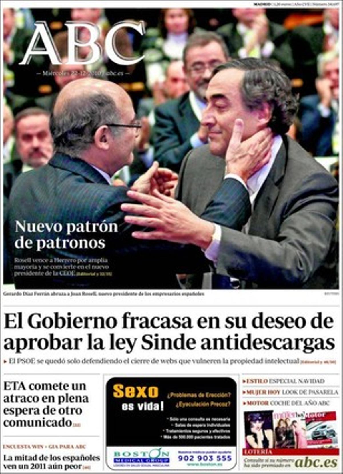 En pàgines interiors ’Abc’ també destaca que París i Berlín s’oposen a la lliure circulació de romanesos i búlgars.