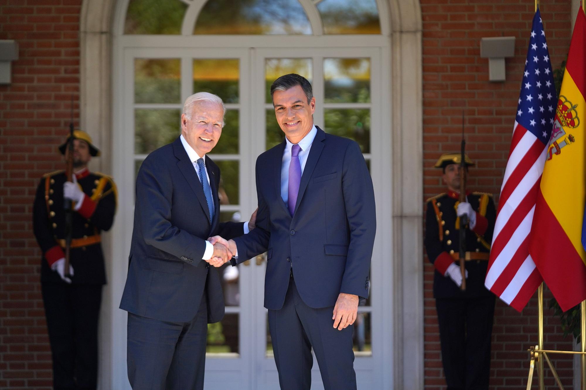 Encuentro entre Pedro Sánchez y Joe Biden en el Palacio de la Moncloa.