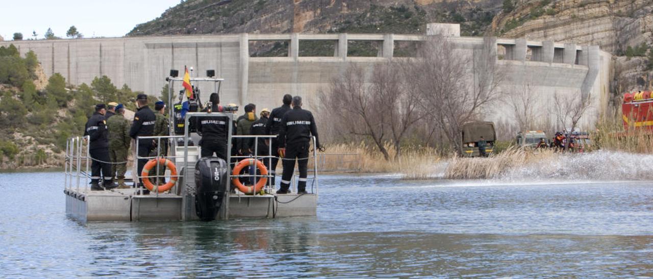 Simulacro de actuación de la UME en caso de inundaciones en el embalse de Escalona, en 2018.