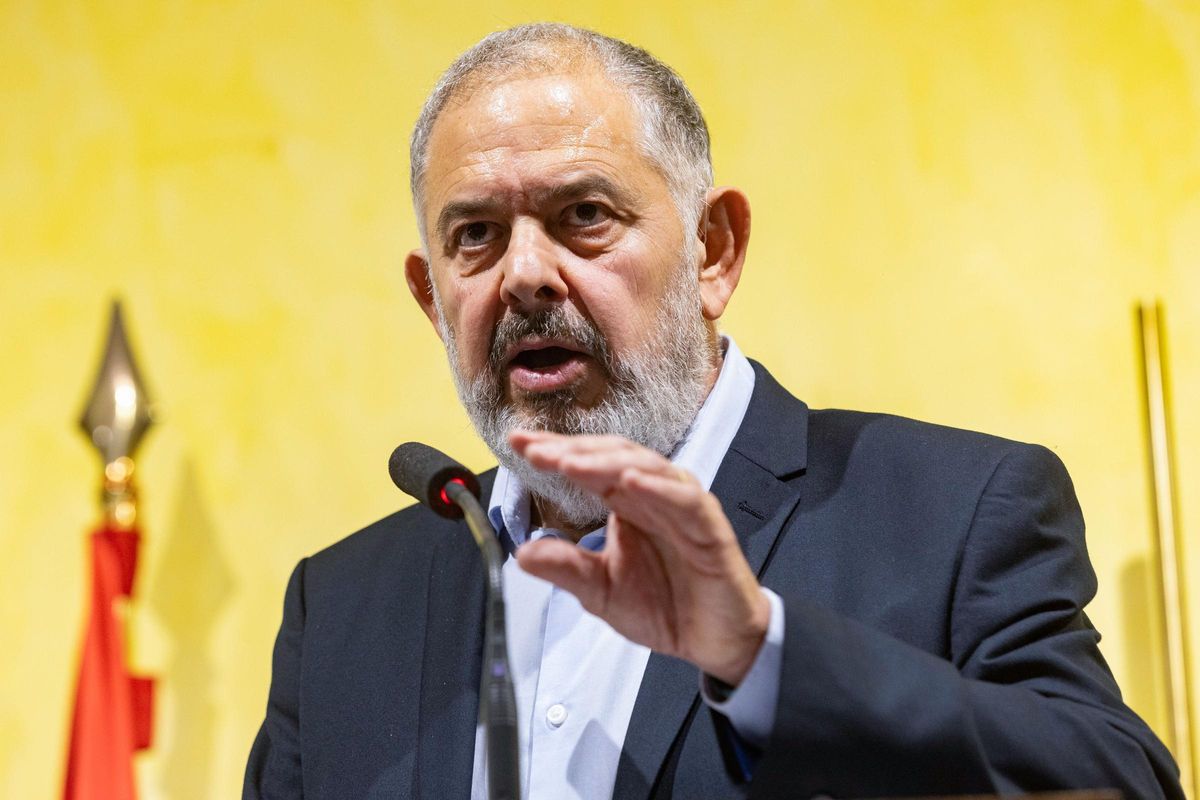 Lucas Giménez, presidente del Sindicato Central de Regantes del Acueducto Tajo-Segura en el acto