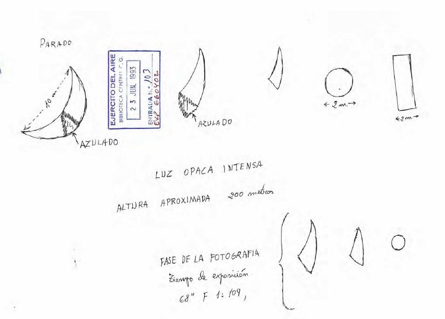 El croquis realizado por uno de los testigos del avistamiento en Ferrol en 1966.