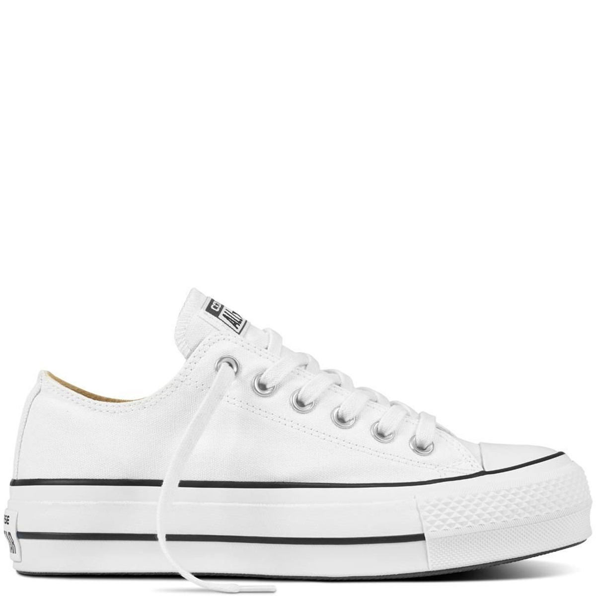 Converse Chuck Taylor de corte bajo y suela de plataforma en blancas