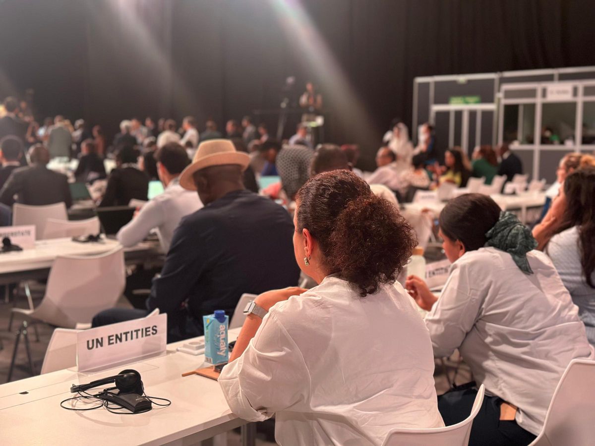 Participantes de la cumbre de la ONU en el auditorio del Pabellón de las Delegaciones.