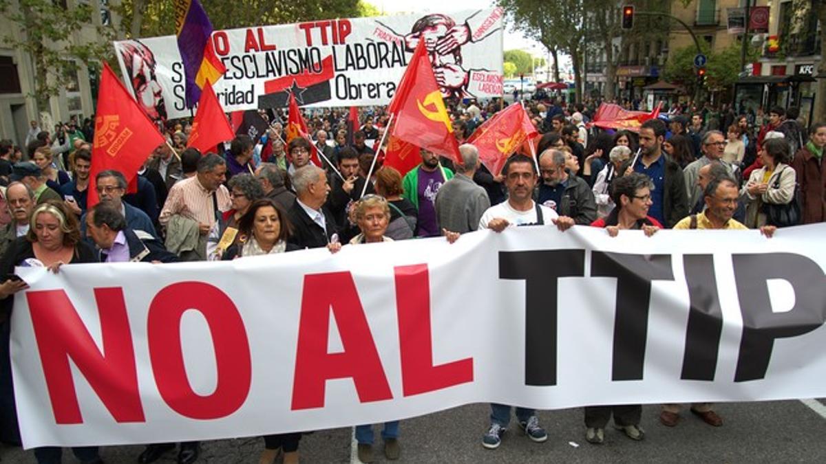 Protesta en Madrid contra el TTIP.