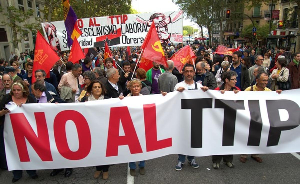 Protesta a Madrid contra el TTIP.
