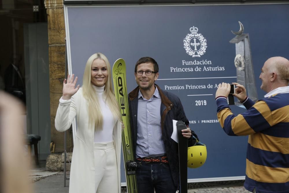 Premios Princesa de Asturias 2019: Lindsey Vonn posa en el hotel de la Reconquista y ofrece su primera rueda de prensa