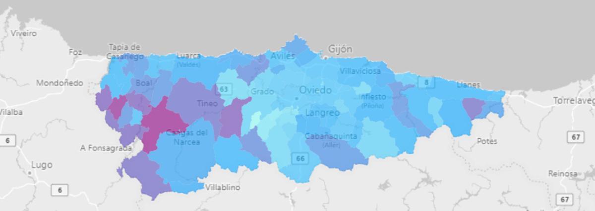 Concejos con mayor porcentaje de inmunizados.