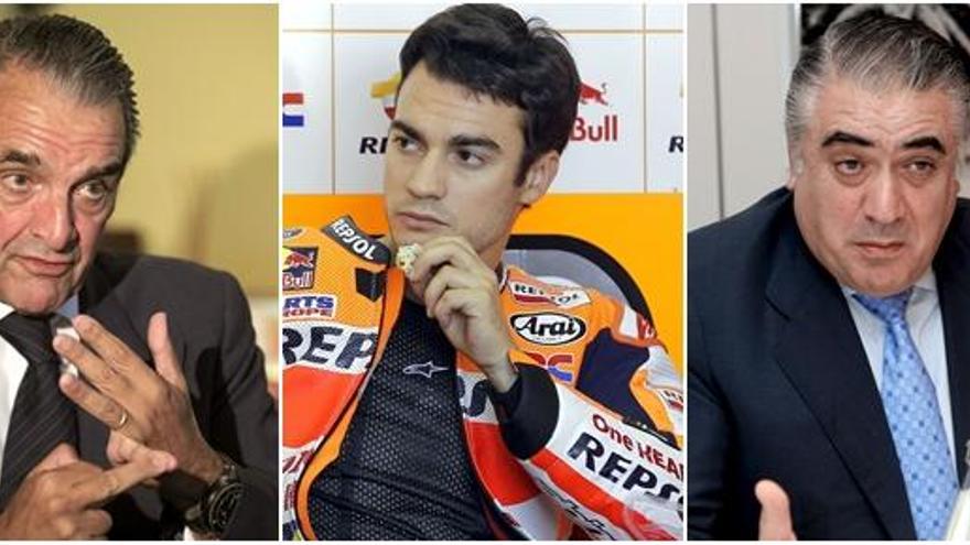 Mario Conde, Dani Pedrosa y Lorenzo Sanz.