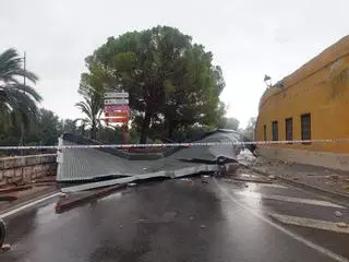 Rachas de hasta 90 km/h arrancan el techo del almacén municipal y tumban algunos árboles en Alzira