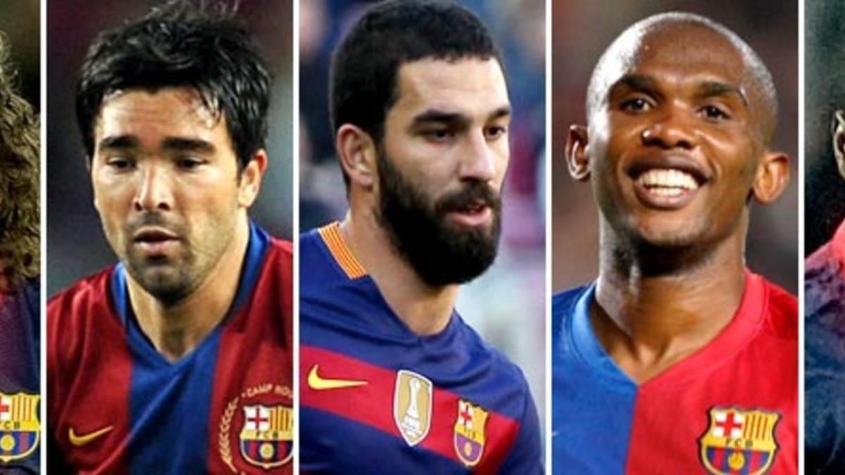 Carles Puyol, Deco, Arda Turan, Eto'o y Eric Abidal