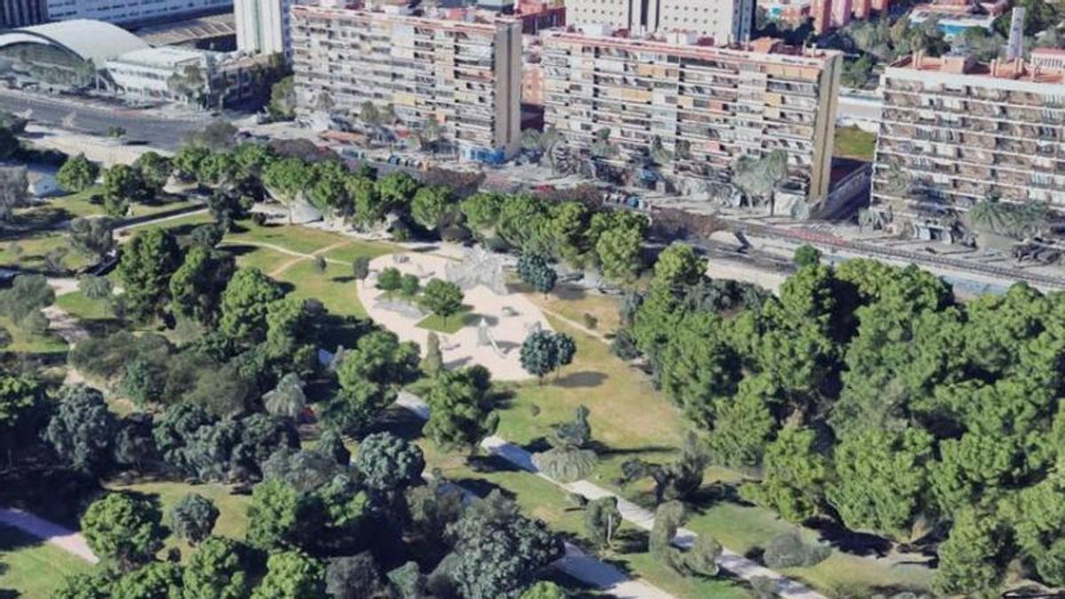 Figuración del espacio donde se construirá el Gullever II, con la estación de bus de fondo