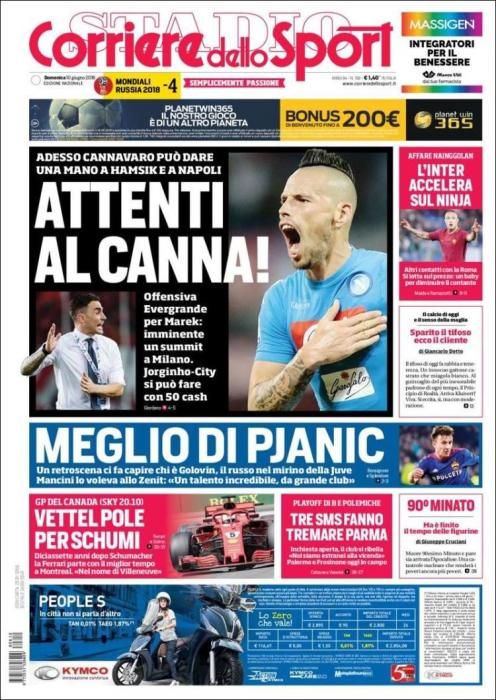 Portada CORRIERE DELLO SPORT domingo 10 de junio