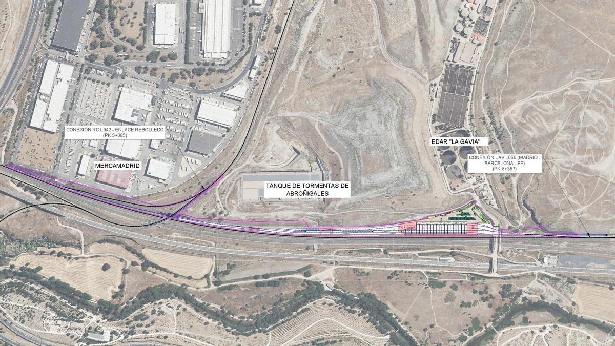 Plano de situación para un nuevo taller de mantenimiento para material rodante de Adif.