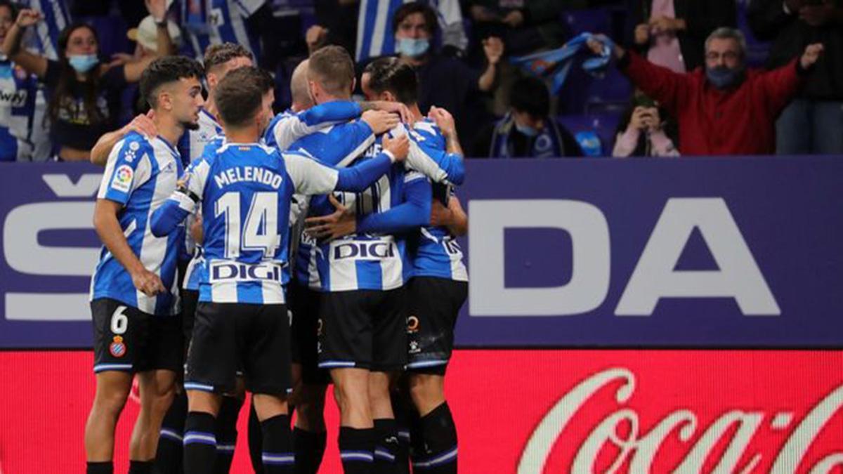 El Espanyol celebra un gol en el RCDE Stadium