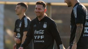 Leo Messi entrenando con Argentina