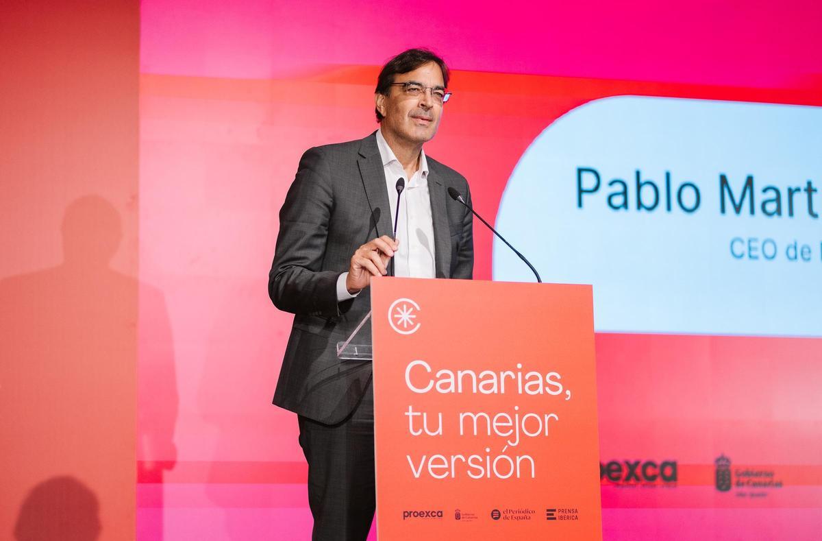 Pablo Martín Carbajal, CEO de Proexca, durante el encuentro ‘Canarias, donde las empresas descubren su mejor versión'. Pablo Martín Carbajal, CEO de Proexca, durante el encuentro ‘Canarias, donde las empresas descubren su mejor versión'.